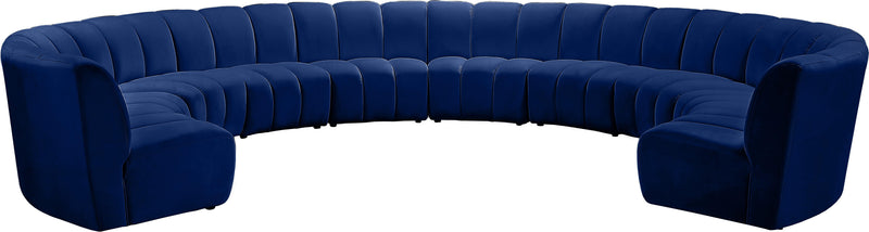 Infinity Navy Velvet 10pc. Modular Sectional