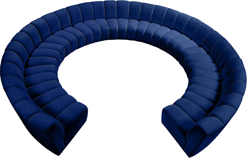 Infinity Navy Velvet 11pc. Modular Sectional