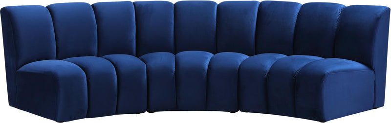 Infinity Navy Velvet 3pc. Modular Sectional