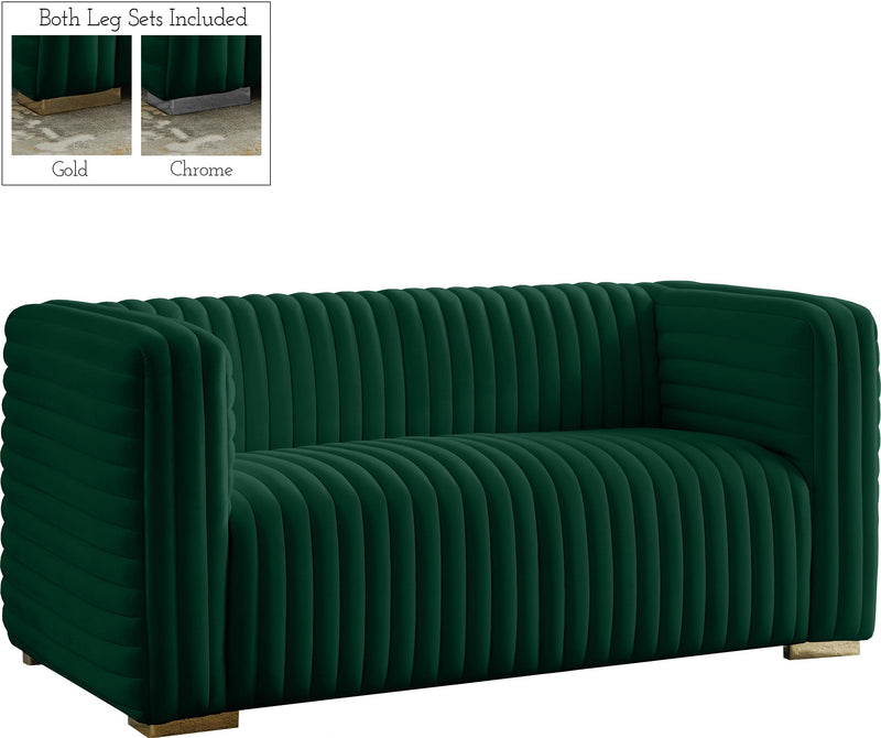 Ravish Green Velvet Loveseat