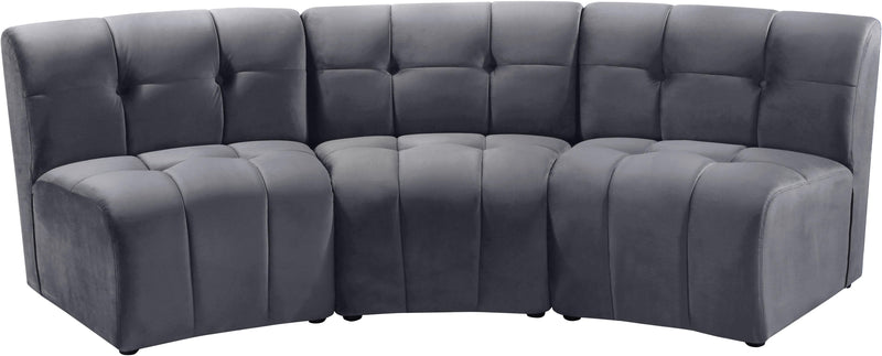 Limitless Grey Velvet 3pc. Modular Sectional