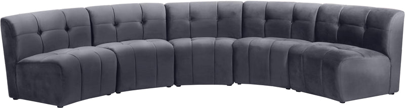 Limitless Grey Velvet 5pc. Modular Sectional