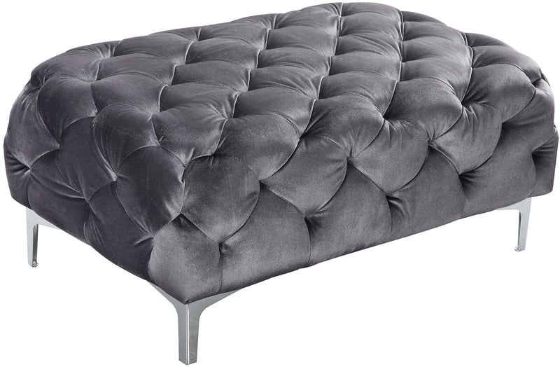Mercer Grey Velvet Ottoman