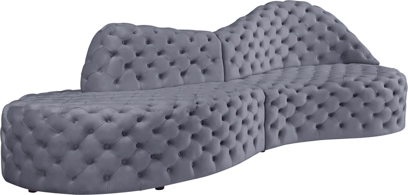 Royal Grey Velvet 2pc. Sectional