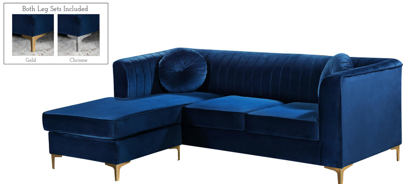 Eliana Navy Velvet 2pc. Reversible Sectional
