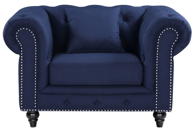 Chesterfield Navy Linen Chair