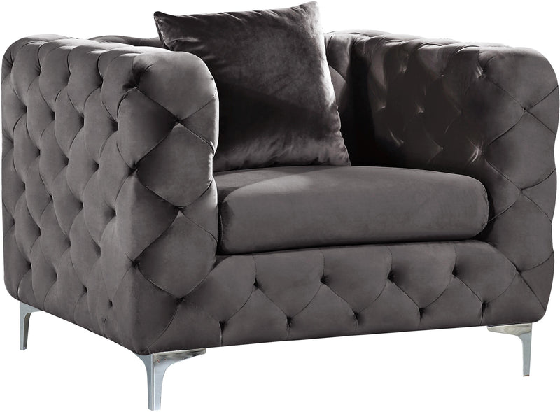 Scarlett Grey Velvet Chair
