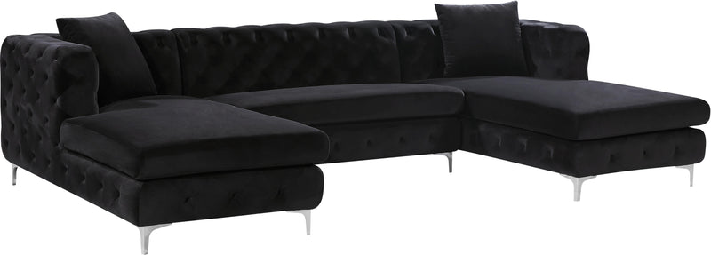 Gail Black Velvet 3pc. Sectional