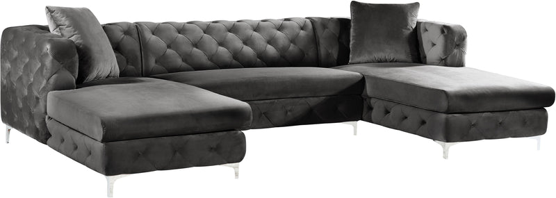 Gail Grey Velvet 3pc. Sectional
