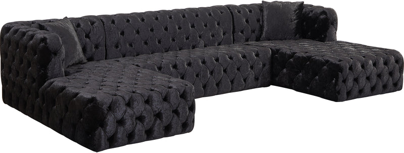 Coco Black Velvet 3pc. Sectional (3 Boxes)