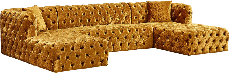 Coco Gold Velvet 3pc. Sectional (3 Boxes)