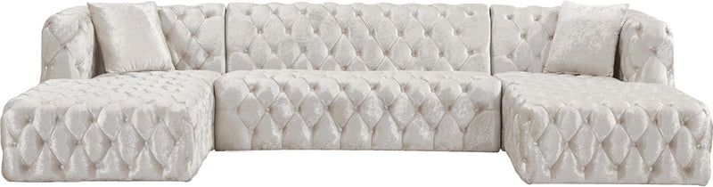 Coco White Velvet 3pc. Sectional (3 Boxes)