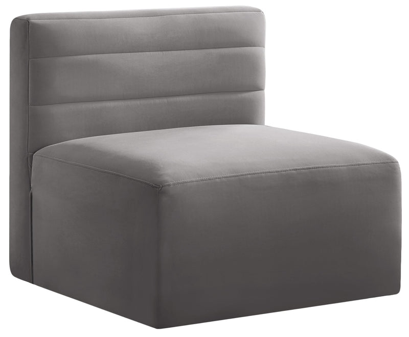 Quincy Grey Velvet Modular Armless Chair