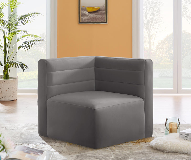 Quincy Grey Velvet Modular Corner Chair
