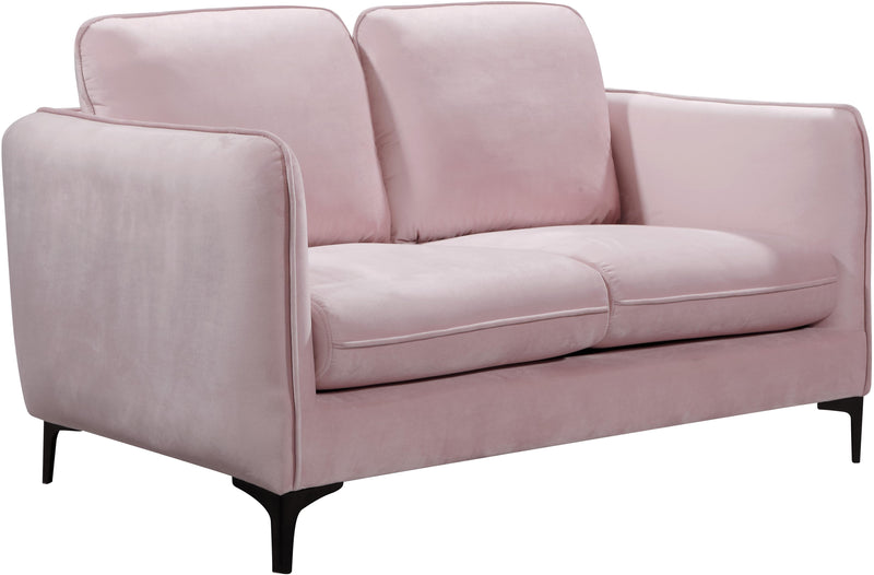 Poppy Pink Velvet Loveseat