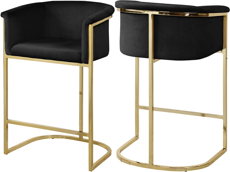Donatella Black Velvet Stool