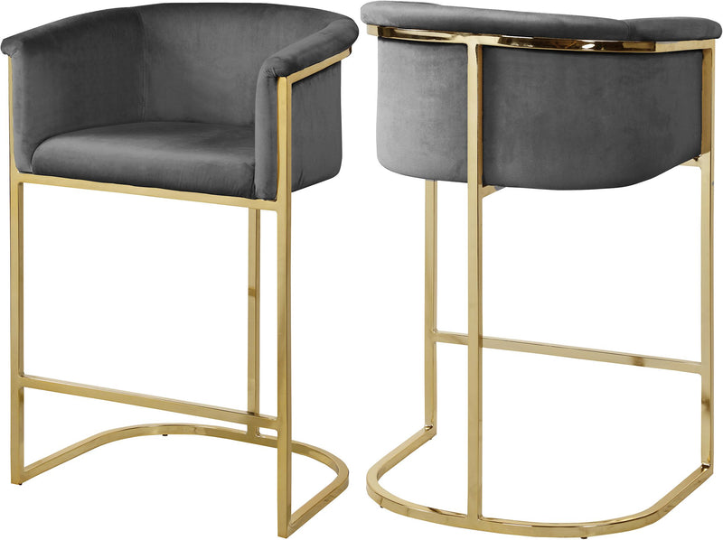 Donatella Grey Velvet Stool