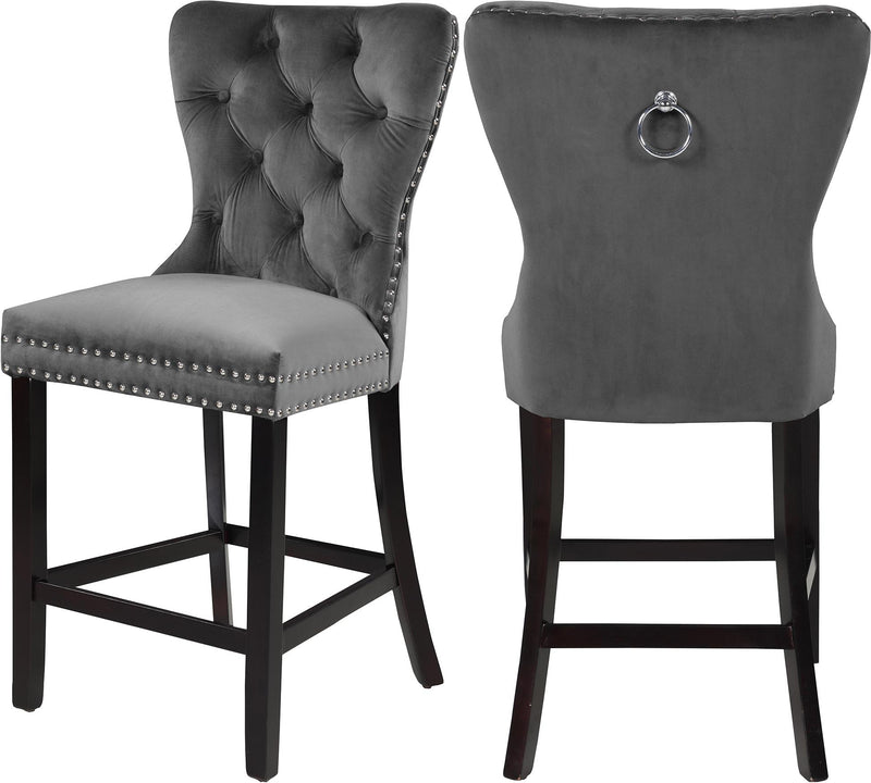 Nikki Grey Velvet Stool