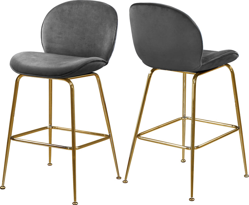 Paris Grey Velvet Stool