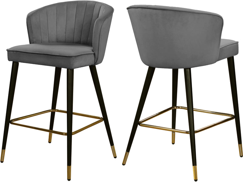 Cassie Grey Velvet Stool