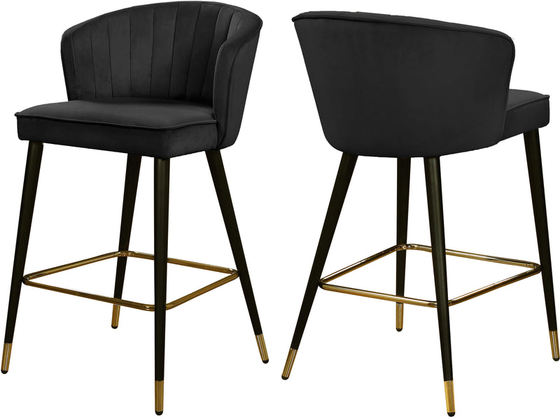 Cassie Black Velvet Stool