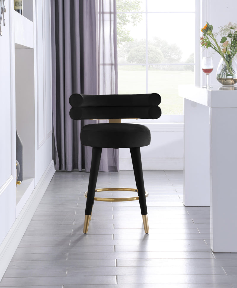 Fitzroy Black Velvet Counter Stool