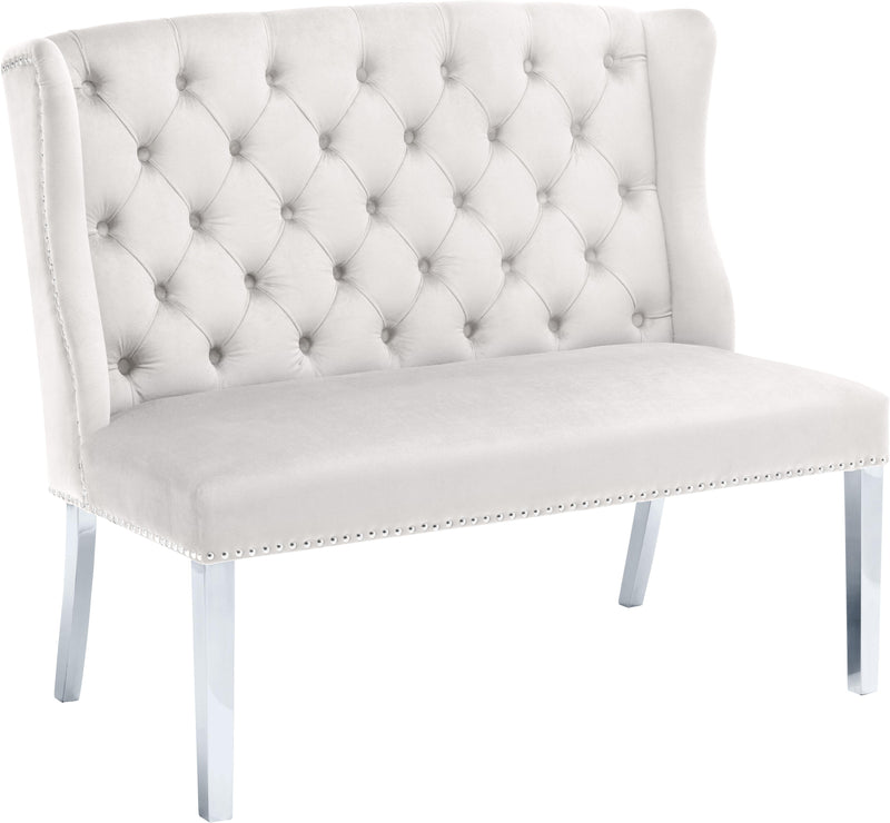 Suri Cream Velvet Settee Bench