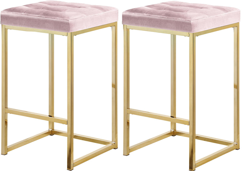 Nicola Pink Velvet Stool