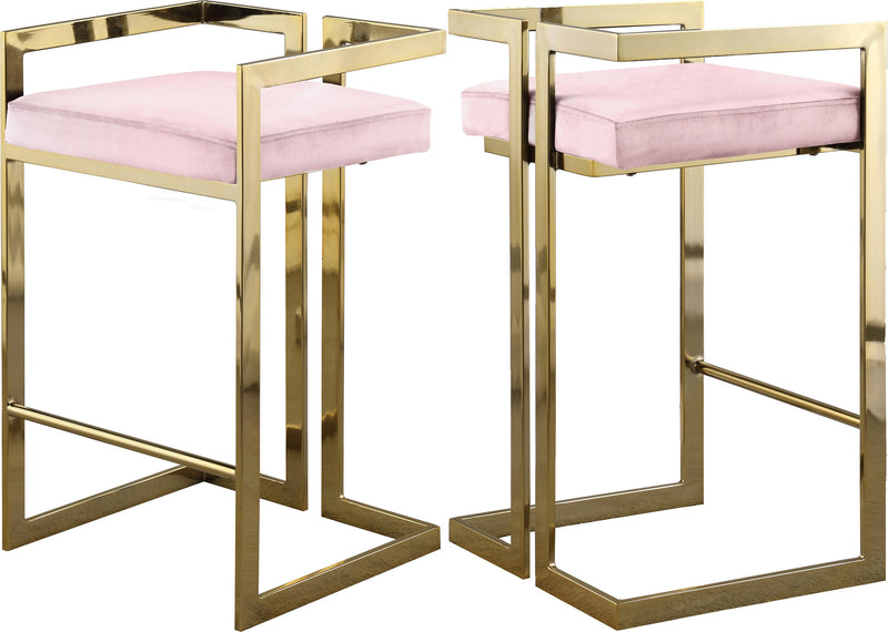 Ezra Pink Velvet Stool
