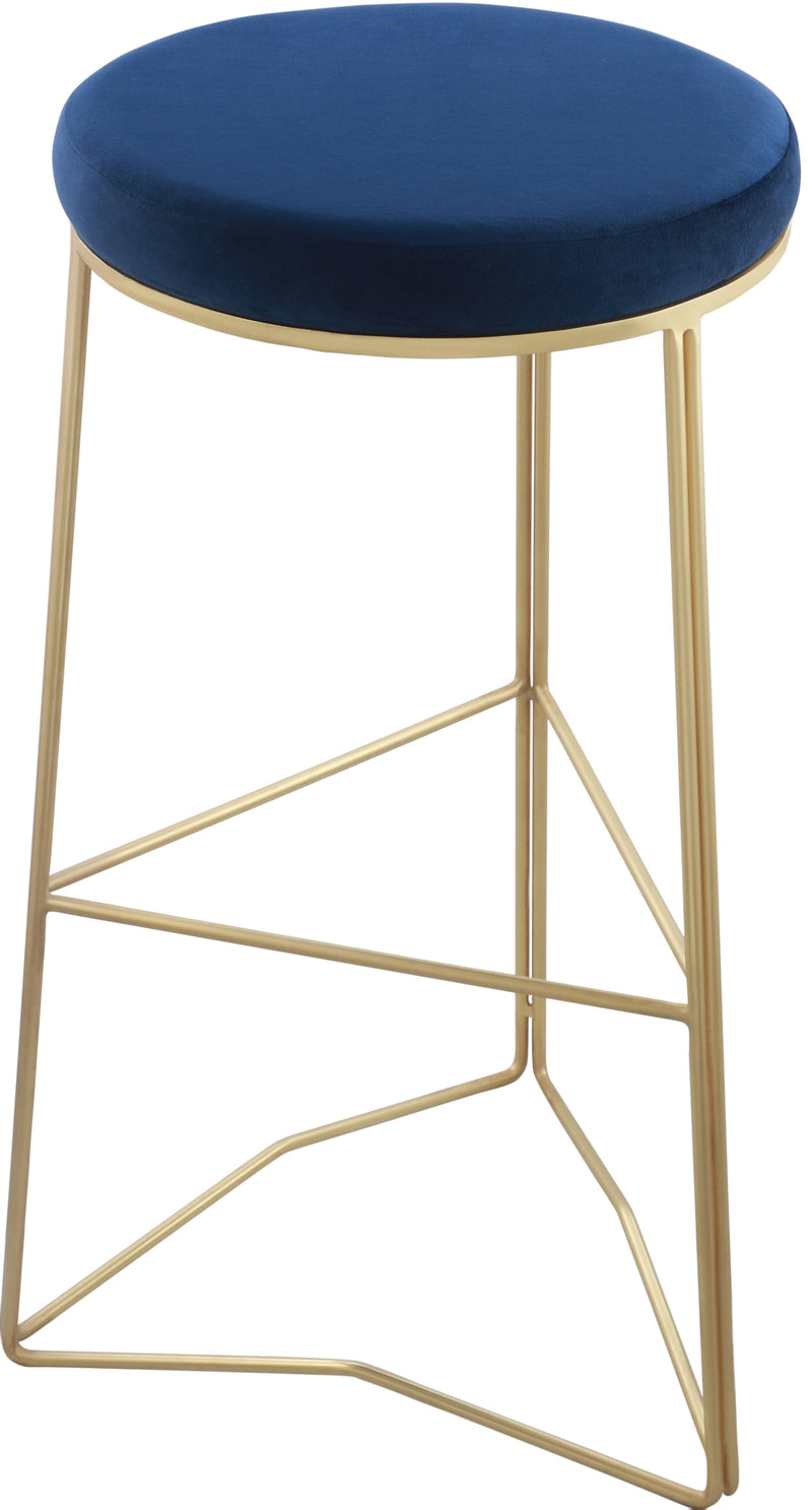 Tres Navy Velvet Bar Stool