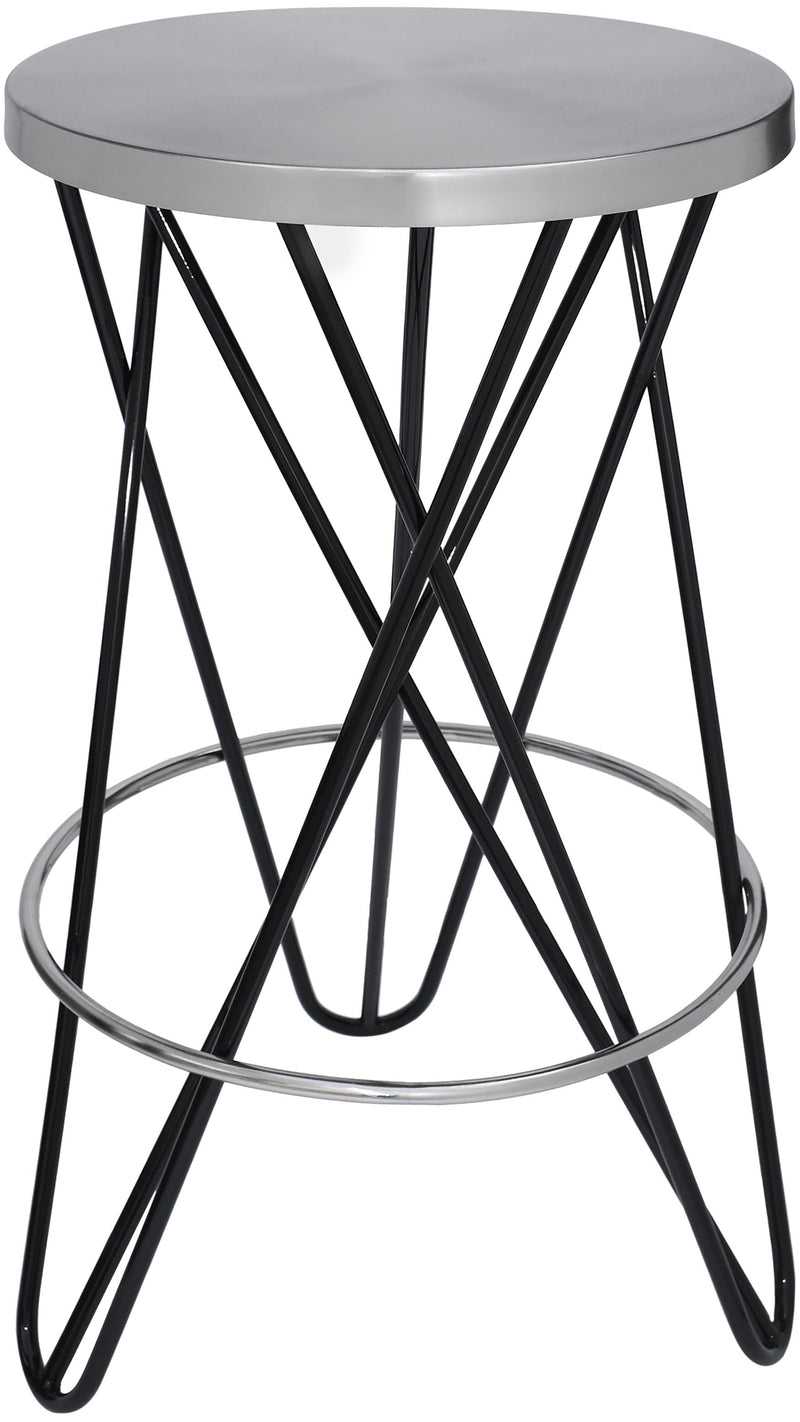 Mercury Black / Silver Counter Stool