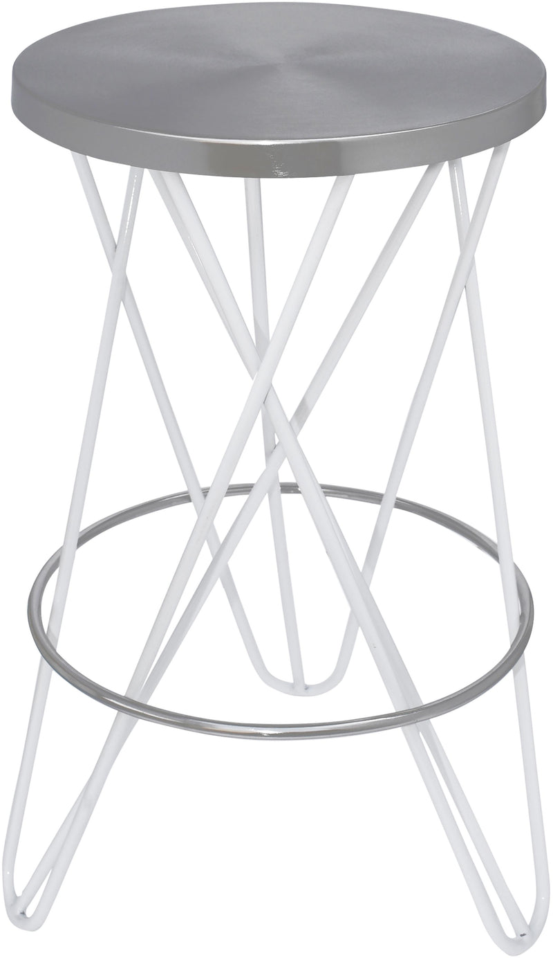 Mercury White / Silver Counter Stool