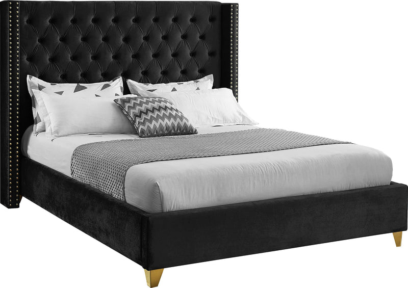 Barolo Black Velvet Queen Bed