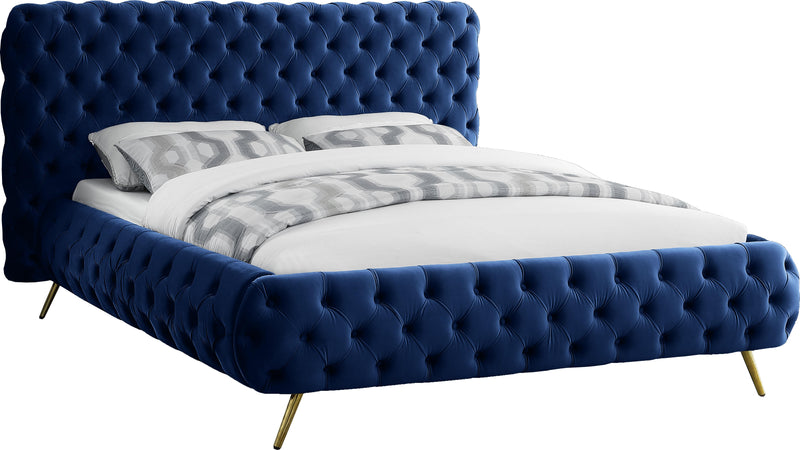 Delano Navy Velvet King Bed