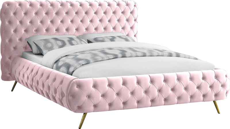 Delano Pink Velvet Queen Bed