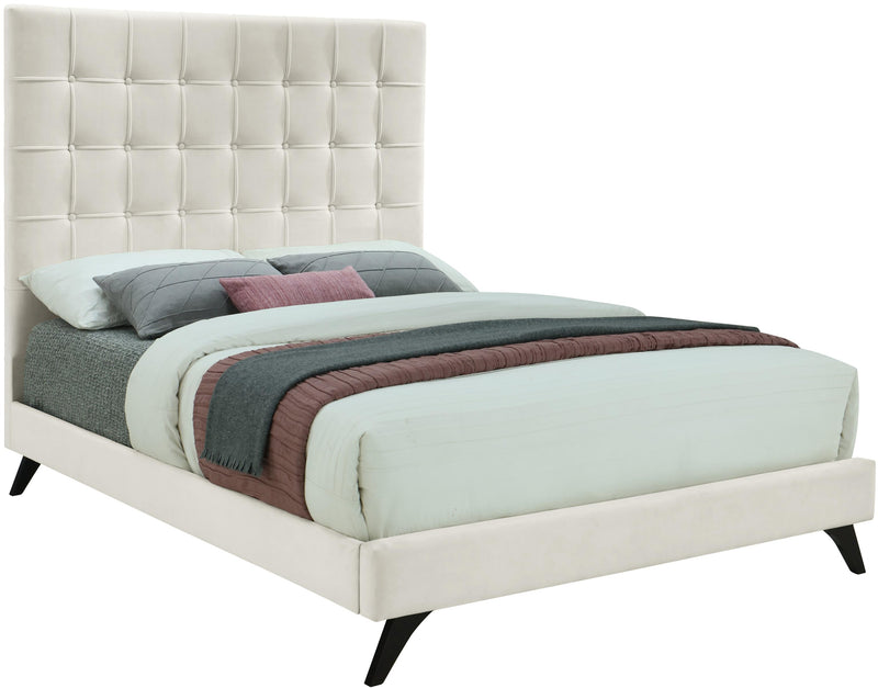 Elly Cream Velvet King Bed
