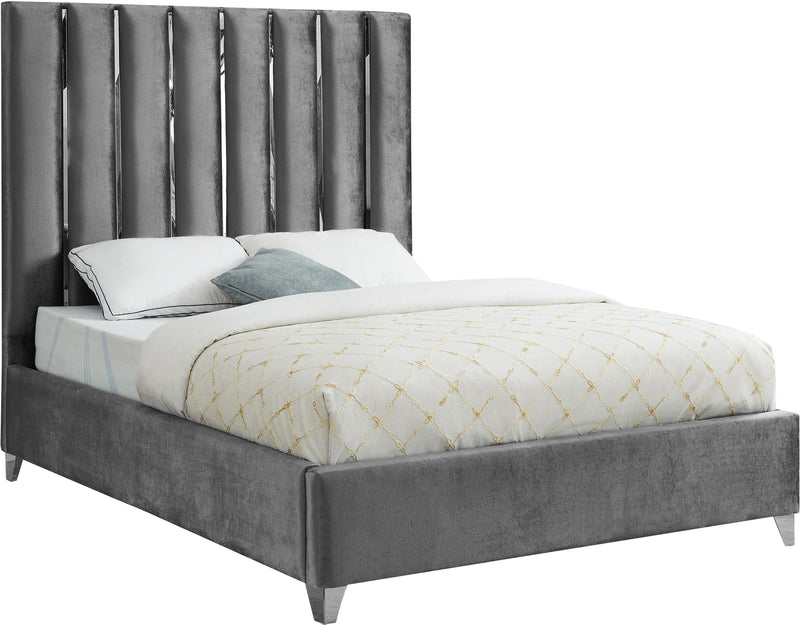 Enzo Grey Velvet King Bed