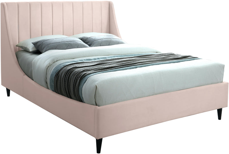 Eva Pink Velvet Queen Bed