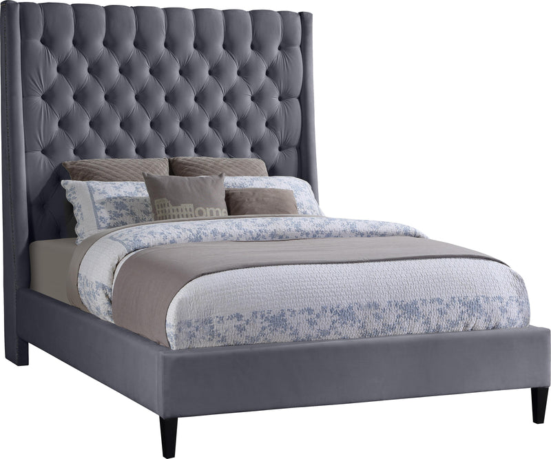 Fritz Grey Velvet Full Bed