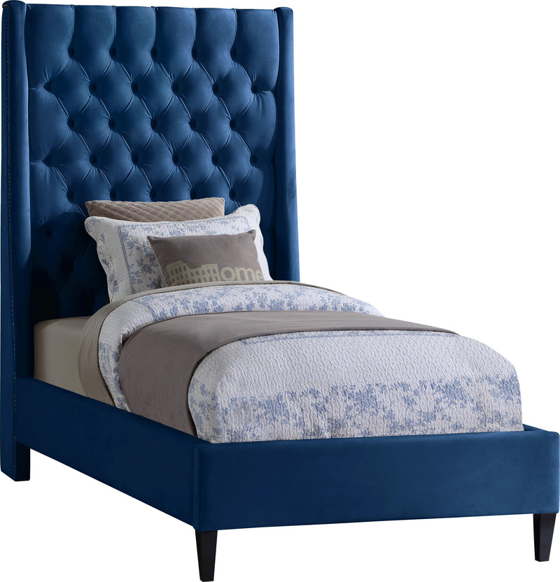 Fritz Navy Velvet Twin Bed