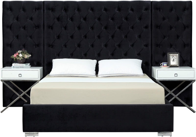 Grande Black Velvet King Bed (3 Boxes)
