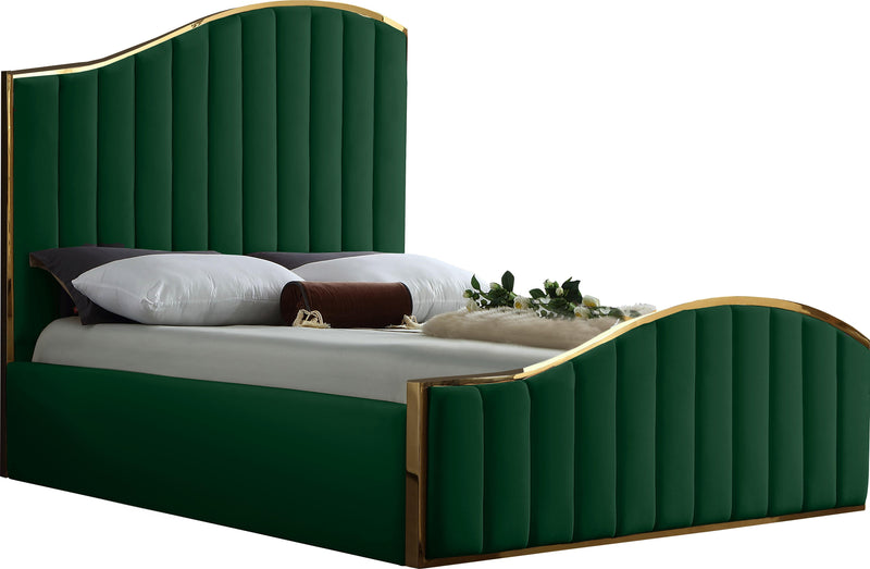 Jolie Green Velvet King Bed (3 Boxes)
