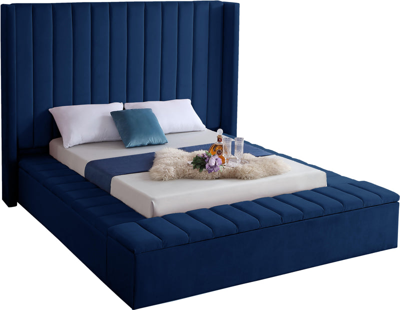 Kiki Navy Velvet Full Bed (3 Boxes)