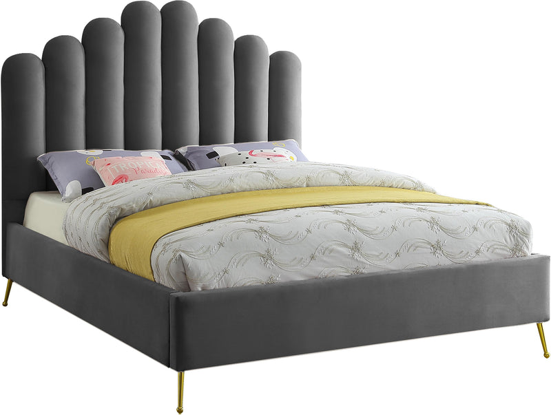 Lily Grey Velvet King Bed