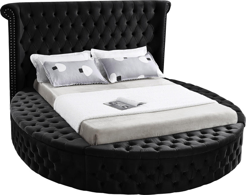 Luxus Black Velvet Queen Bed (3 Boxes)