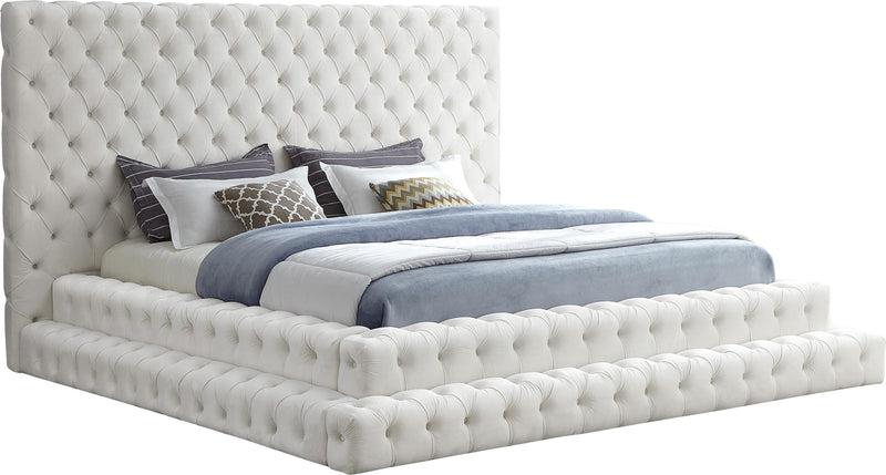 Revel Cream Velvet King Bed (3 Boxes)