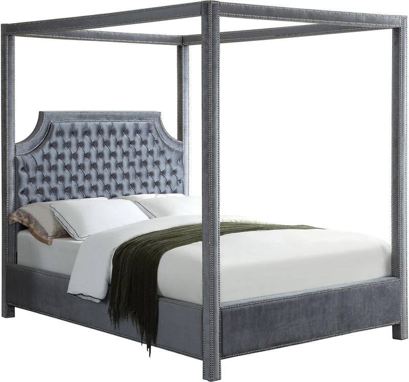 Rowan Grey Velvet King Bed (3 Boxes)