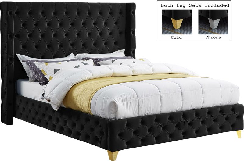 Savan Black Velvet Full Bed