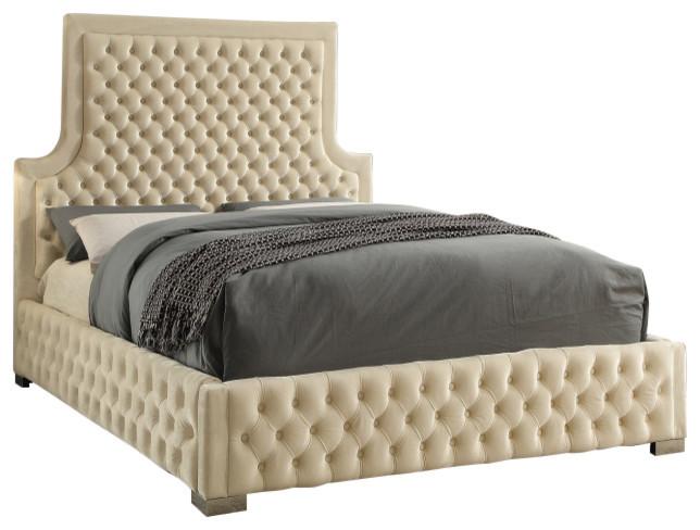 Sedona Cream Velvet Queen Bed