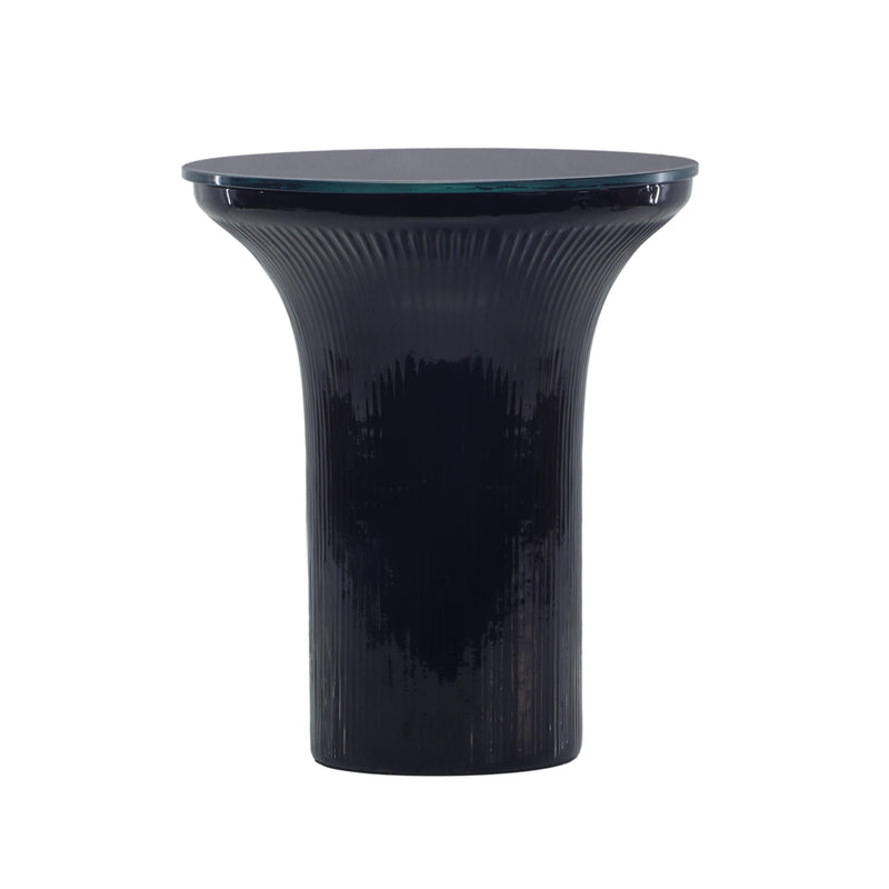 Cassandra Midnight Blue Glass Flared Side Table 8